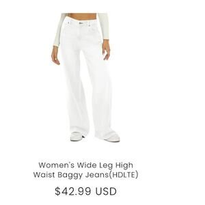 #2 MSRP: $46 NWT Genleck High Waisted Wide Leg Jeans - White - Women's Size 10
